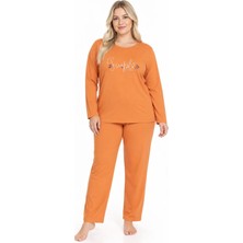 Sleeproom Büyük Beden Mevsimlik Simple Turuncu Pijama Takımı