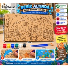 Wesank Objehouse Deniz Altında Ahşap Boyama Tablosu, 20 x 30 cm Tek Parça Mdf Etkinlik Seti