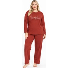 Sleeproom Büyük Beden Mevsimlik Simple Kırmızı Pijama Takımı