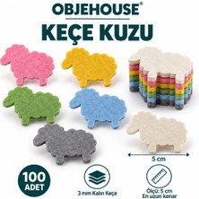 Wesank Objehouse Keçe Kuzu Süsleme Figürü, 100 Adet, 5 Cm, 3 mm Kalın Keçe