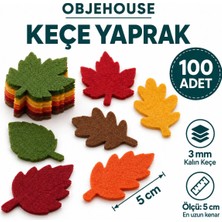 Wesank Objehouse Keçe Yaprak Süsleme Figürü, 100 Adet, 5 Cm, 3 mm Kalın Keçe