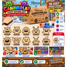 Wesank Objehouse Canavarlar Ahşap Boyama Seti, 10 Mdf Figür, 6 Renk Boya, 2 Fırça