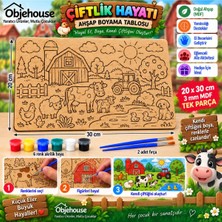 Wesank Objehouse Çiftlik Hayatı Ahşap Boyama Tablosu, 20 x 30 cm Tek Parça Mdf Etkinlik Seti