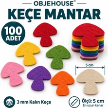 Wesank Objehouse Keçe Mantar Süsleme Figürü, 100 Adet, 5 Cm, 3 mm Kalın Keçe