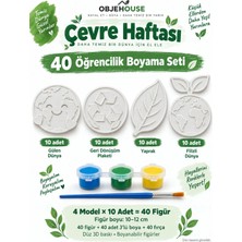 Wesank Objehouse Çevre Haftası 40 Öğrencilik Boyama Seti, 4 Model 40 Figür, Boya ve Fırça