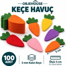 Wesank Objehouse Keçe Havuç Süsleme Figürü, 100 Adet, 5 Cm, 3 mm Kalın Keçe