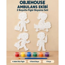 Wesank Objehouse Ambulans Ekibi 2 Boyutlu Boyama Seti, 4 Figür, 6 Renk Boya, 1 Fırça