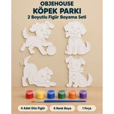 Wesank Objehouse Köpek Parkı 2 Boyutlu Boyama Seti, 4 Figür, 6 Renk Boya, 1 Fırça