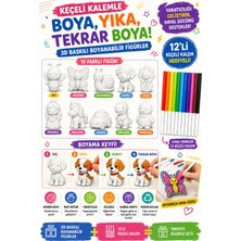 Wesank Keçeli Kalemle Boyanabilir 3D Baskılı Figür Seti – 10 Farklı Model + 12’li Keçeli Kalem Hediyeli