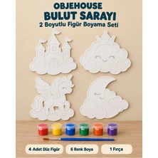 Wesank Objehouse Bulut Sarayı 2 Boyutlu Boyama Seti, 4 Figür, 6 Renk Boya, 1 Fırça