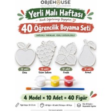 Wesank Objehouse Yerli Malı Haftası 40 Öğrencilik Boyama Seti, 4 Model 40 Figür, Boya ve Fırça