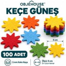 Wesank Objehouse Keçe Güneş Süsleme Figürü, 100 Adet, 5 Cm, 3 mm Kalın Keçe