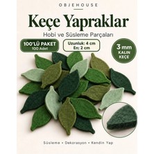 Wesank Objehouse Keçe Yaprak Hobi ve Süsleme Parçası, 100 Adet, 4 x 2 Cm, 3 mm Kalın Keçe