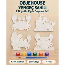 Wesank Objehouse Yengeç Sahili 2 Boyutlu Boyama Seti, 4 Figür, 6 Renk Boya, 1 Fırça