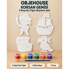 Wesank Objehouse Korsan Gemisi 2 Boyutlu Boyama Seti, 4 Figür, 6 Renk Boya, 1 Fırça