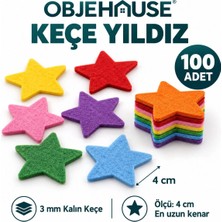 Wesank Objehouse Keçe Yıldız Süsleme Figürü, 100 Adet, 4 Cm, 3 mm Kalın Keçe
