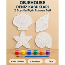 Wesank Objehouse Deniz Kabukları 2 Boyutlu Boyama Seti, 4 Figür, 6 Renk Boya, 1 Fırça