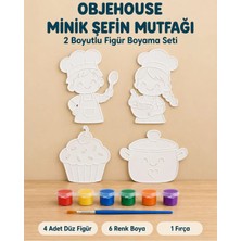 Wesank Objehouse Minik Şefin Mutfağı 2 Boyutlu Boyama Seti, 4 Figür, 6 Renk Boya, 1 Fırça