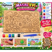 Wesank Objehouse Masal Evi Ahşap Boyama Tablosu, 20 x 30 cm Tek Parça Mdf Etkinlik Seti