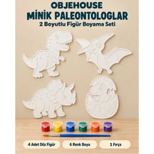 Wesank Objehouse Minik Paleontologlar 2 Boyutlu Boyama Seti, 4 Figür, 6 Renk Boya, 1 Fırça