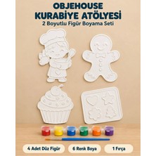 Wesank Objehouse Kurabiye Atölyesi 2 Boyutlu Boyama Seti, 4 Figür, 6 Renk Boya, 1 Fırça