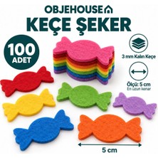 Wesank Objehouse Keçe Şeker Süsleme Figürü, 100 Adet, 5 Cm, 3 mm Kalın Keçe