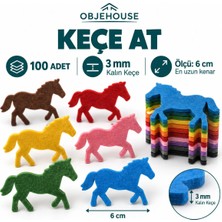 Wesank Objehouse Keçe At Süsleme Figürü, 100 Adet, 6 Cm, 3 mm Kalın Keçe