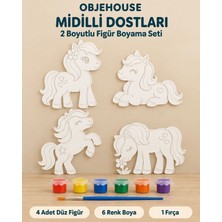 Wesank Objehouse Midilli Dostları 2 Boyutlu Boyama Seti, 4 Figür, 6 Renk Boya, 1 Fırça