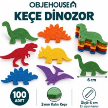 Wesank Objehouse Keçe Dinozor Süsleme Figürü, 100 Adet, 6 Cm, 3 mm Kalın Keçe
