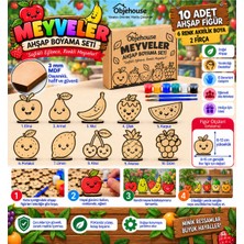 Wesank Objehouse Meyveler Ahşap Boyama Seti, 10 Mdf Figür, 6 Renk Boya, 2 Fırça