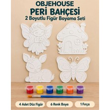 Wesank Objehouse Peri Bahçesi 2 Boyutlu Boyama Seti, 4 Figür, 6 Renk Boya, 1 Fırça