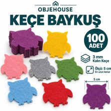 Wesank Objehouse Keçe Baykuş Süsleme Figürü, 100 Adet, 5 Cm, 3 mm Kalın Keçe