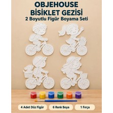 Wesank Objehouse Bisiklet Gezisi 2 Boyutlu Boyama Seti, 4 Figür, 6 Renk Boya, 1 Fırça