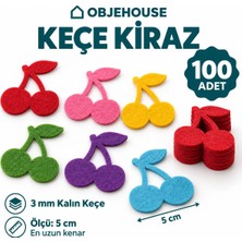 Wesank Objehouse Keçe Kiraz Süsleme Figürü, 100 Adet, 5 Cm, 3 mm Kalın Keçe