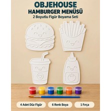 Wesank Objehouse Hamburger Menüsü 2 Boyutlu Boyama Seti, 4 Figür, 6 Renk Boya, 1 Fırça