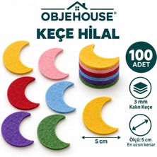 Wesank Objehouse Keçe Hilal Süsleme Figürü, 100 Adet, 5 Cm, 3 mm Kalın Keçe