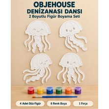 Wesank Objehouse Denizanası Dansı 2 Boyutlu Boyama Seti, 4 Figür, 6 Renk Boya, 1 Fırça