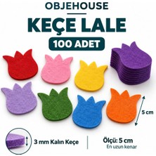 Wesank Objehouse Keçe Lale Süsleme Figürü, 100 Adet, 5 Cm, 3 mm Kalın Keçe
