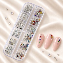 Nainja 12LI Parlak Renkli ve Kristal Görünümlü Tırnak Süsleme Taşları Nail Art Süsleme Taşları WN-517