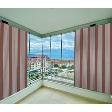 Ceylan Home Balkon Perdesi Bağcıklı  Kahverengi Ince Çizgili 580 x 200