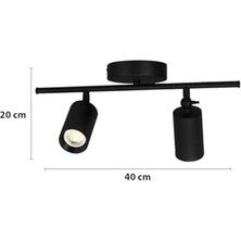 Spoti Modern Tasarım Salon - Mutfak - Banyo Spot Ledli Sıralı Avize (Siyah, 40 Cm, 3000, Kelvin)