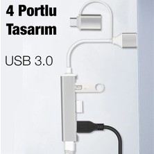 Northcity Ally A-806 4in1 Type-C + USB Girişli USB 3.0 Çoğaltıcı Hub Adaptör Çevirici