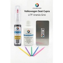 COLORGUARD Volkswagen Seat Cupra LI7F Uranüs Grisi İğneli ve Fırçalı 2 si 1 Arada Rötuş Boyası Yüzey Temizleme Solüsyonu Profesyonel ve Çapaksız Rötuş Çeliği 5'li Uygulama Çubuğu Seti