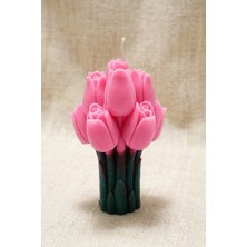 Beyra Decor Pembe lale buketi doğal soya mumu El yapımı