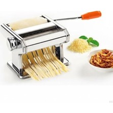 Mey İthalat Manuel Erişte ve Makarna Hamur Açma Makinesi – Paslanmaz Çelik Gövde, Tagliatelle Fettuccine Lasagna Kesim, 9 Kademeli Ayar, Masa Sabitleme Aparatı Hediyeli