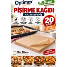 Optimex Doğal Ağartılmamış Pişirme Kağıdı 20 Adet 30X40 cm Hazır Kesilmiş Yağlı Kağıt