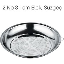 Mey İthalat 2 No 31 cm Klasik Süzgeç, Kevgir Seti Paslanmaz Çelik Salça Kevgiri, Elek
