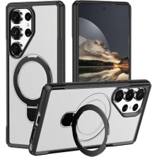 Mey İthalat [mag-Military] Samsung Galaxy S25 Ultra Için Kılıf Katlanabilir Halka Stantlı [magsafe ile Uyumlu] S25 Ultra Kılıfı Pc+Tpu Hybrid Tasarım Güçlü Manyetikli Samsung S25 Ultra Kılıf (Buzlu)
