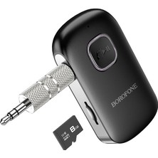 Mey İthalat Borofone Wireless Bluetooth 5.0 3.5 mm Jack Aux Araç Ses Aktarım Kiti Adaptör Bluetooth Çevirici Araba Hoparlör Kulaklık Için Taşınabilir Kablosuz Ses Araç Kitleri Adaptörü BC42