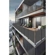 Mey İthalat 50 cm x 2.5m Antrasit Balkon Bahçe Çit Brandası Su Itici, Uv Koruyucu, Dekoratif Örtü, OXFORDBALKON010308M